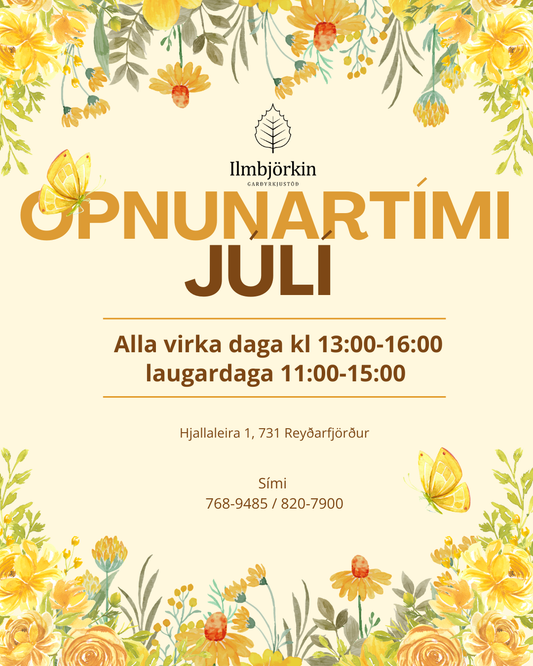 Opnunartími í Júlí 2026